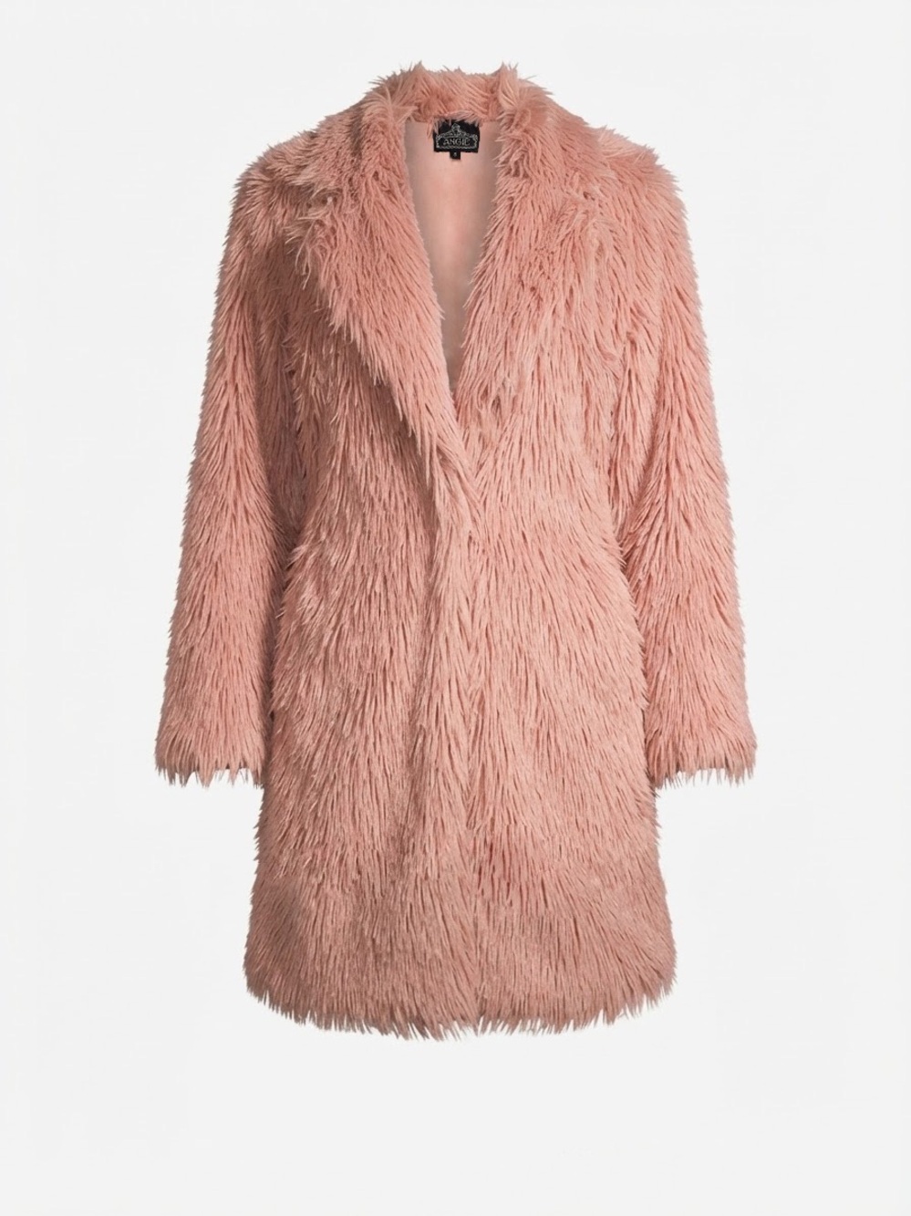 ANGIE Vintage Dusty Pink Shaggy Faux Fur Long Coat (Size S)